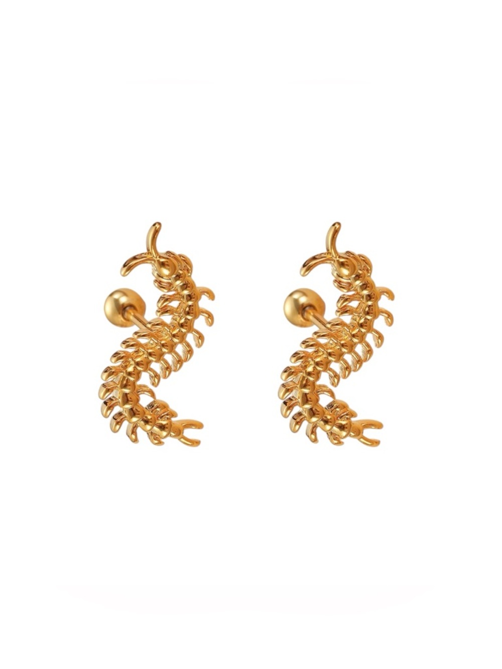 Centipede Stud Earrings for Men Women Streetwear Punk Hip Hop Unisex Earrings